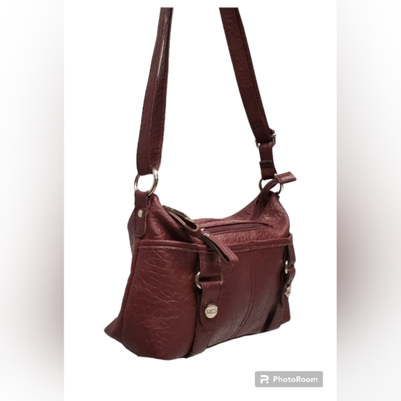 Rosetti Maroon Small Faux Leather Crossbody Handbag Purse - Picture 5 of 9